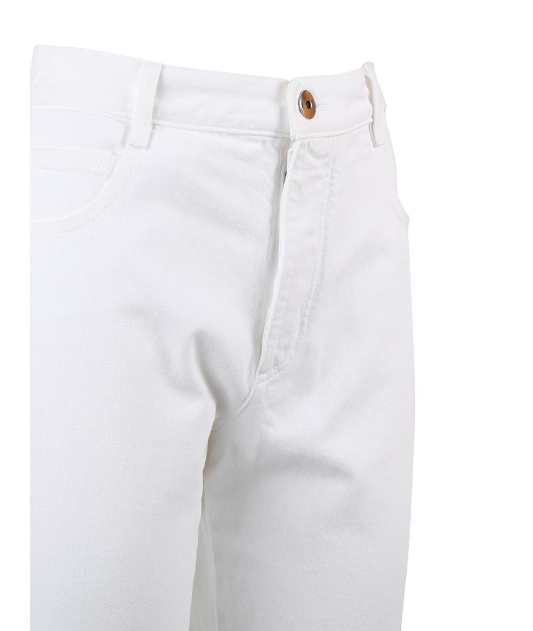 BOTTEGA VENETA Белые хлопковые прямые брюки, фото 3