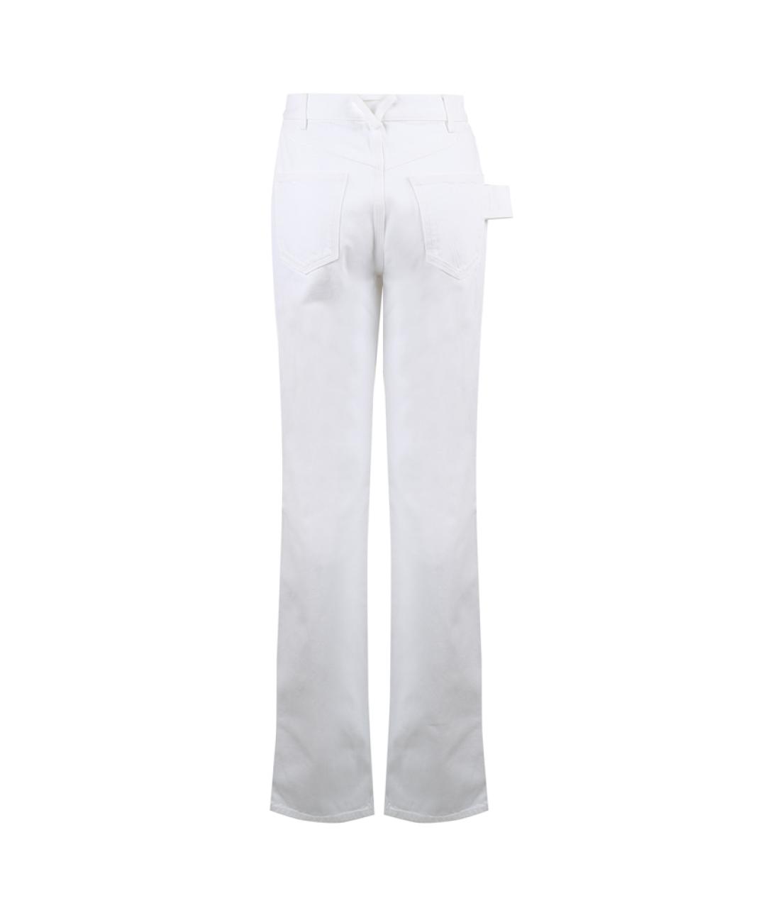 BOTTEGA VENETA Белые хлопковые прямые брюки, фото 2