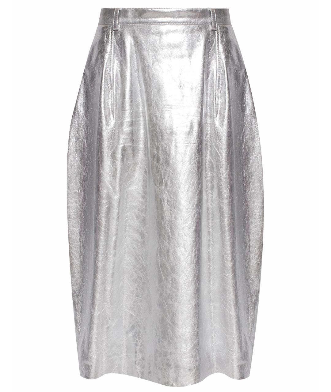 BALENCIAGA Серебряная юбка миди, фото 1