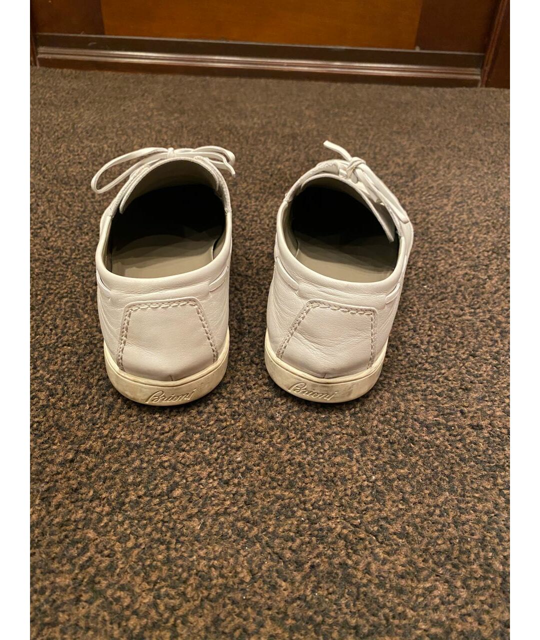 BRIONI Белые кожаные низкие кроссовки / кеды, фото 3