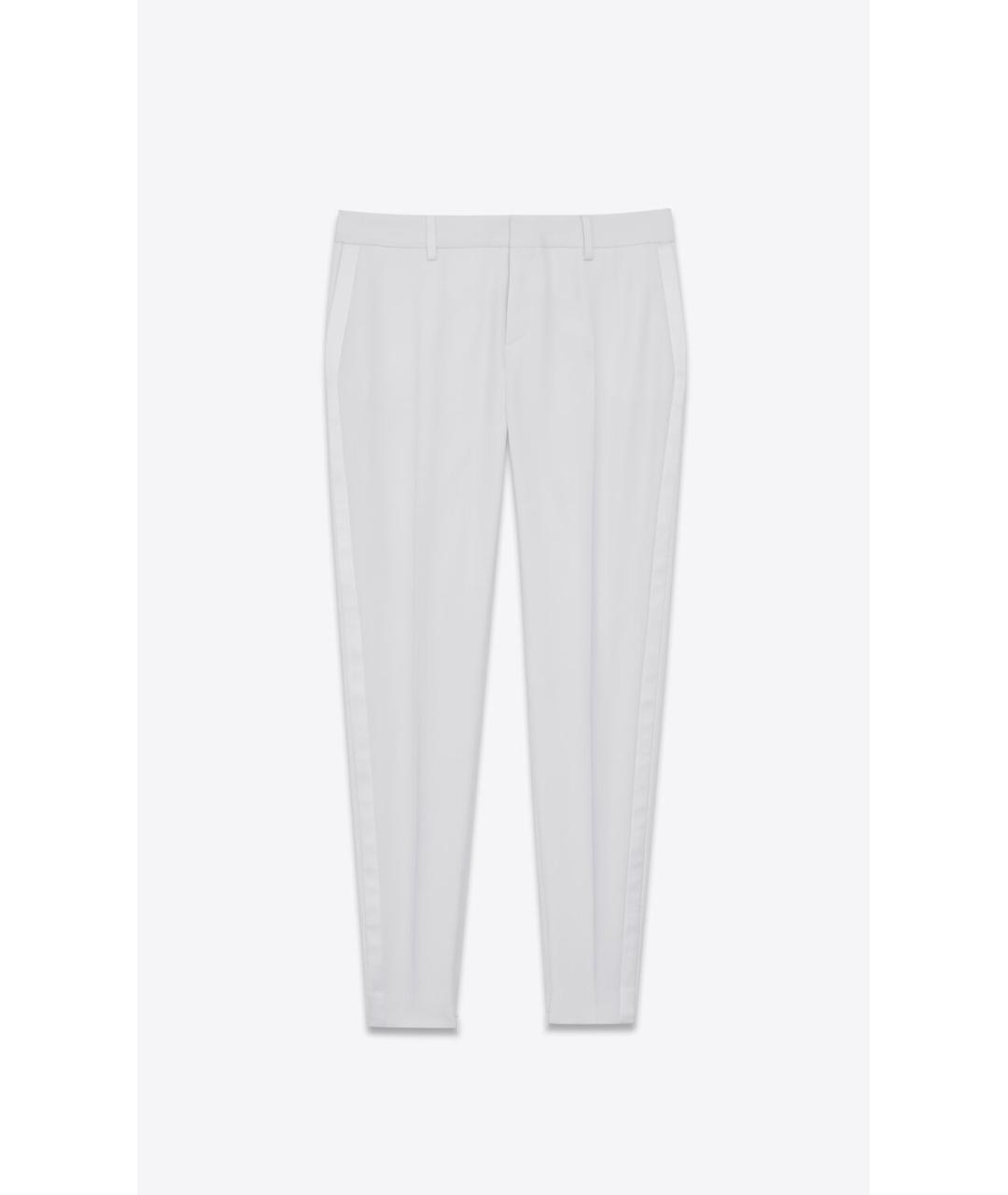 SAINT LAURENT Белые шерстяные прямые брюки, фото 3