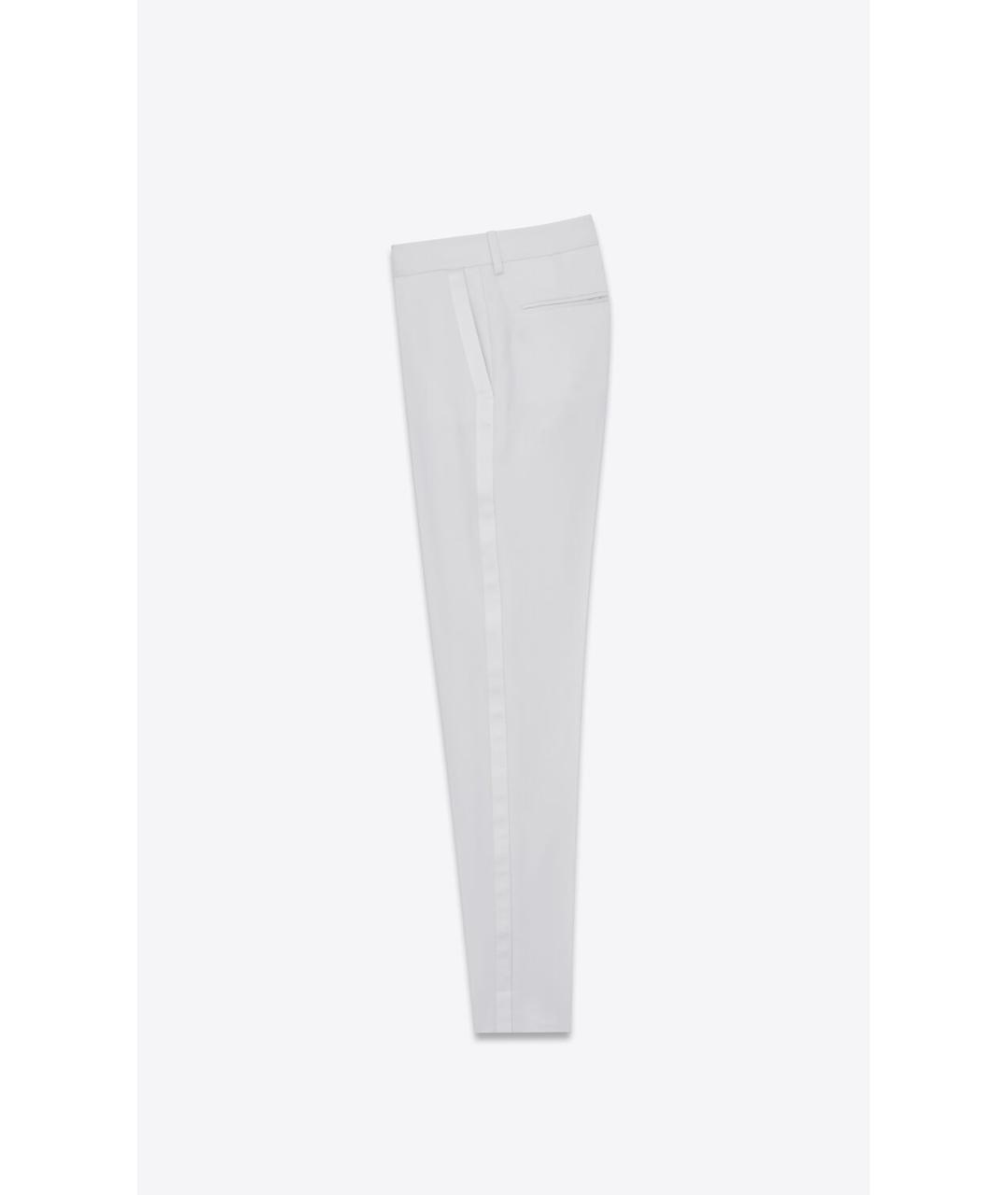 SAINT LAURENT Белые шерстяные прямые брюки, фото 2
