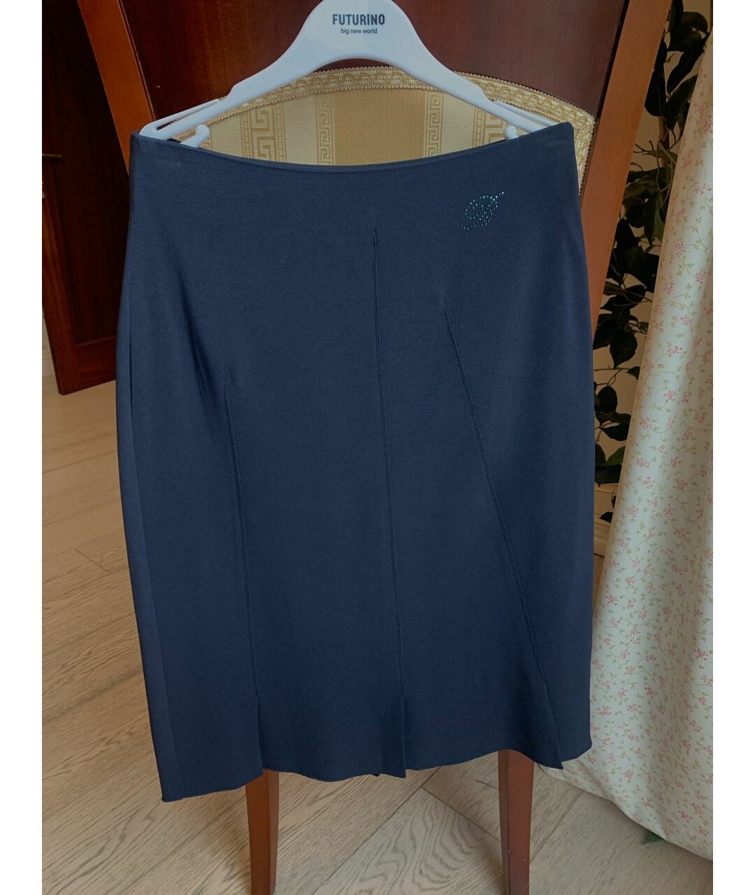 BLUMARINE Синяя вискозная юбка миди, фото 7