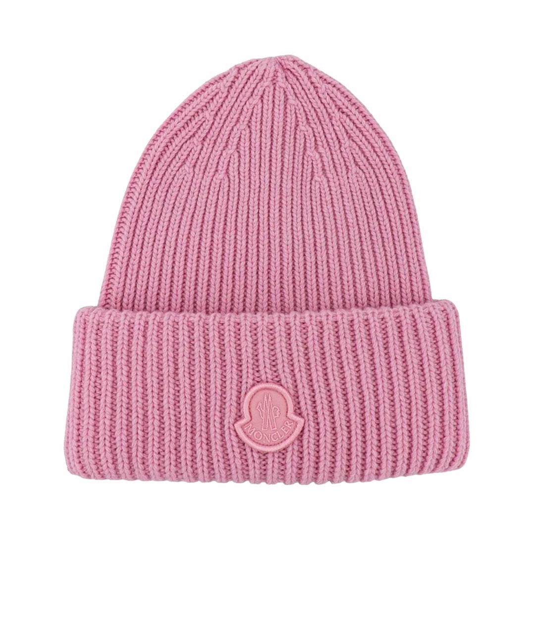 MONCLER Розовая шерстяная шапка, фото 1
