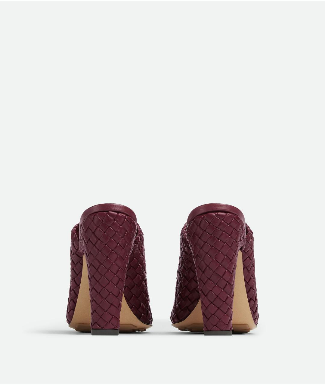 BOTTEGA VENETA Бордовые кожаные мюли, фото 3