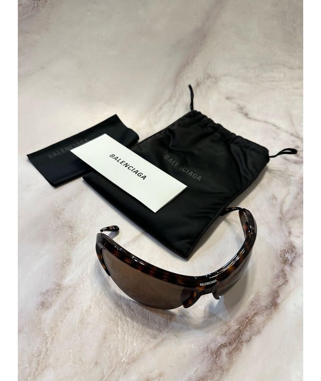 BALENCIAGA Коричневые пластиковые солнцезащитные очки, фото 8