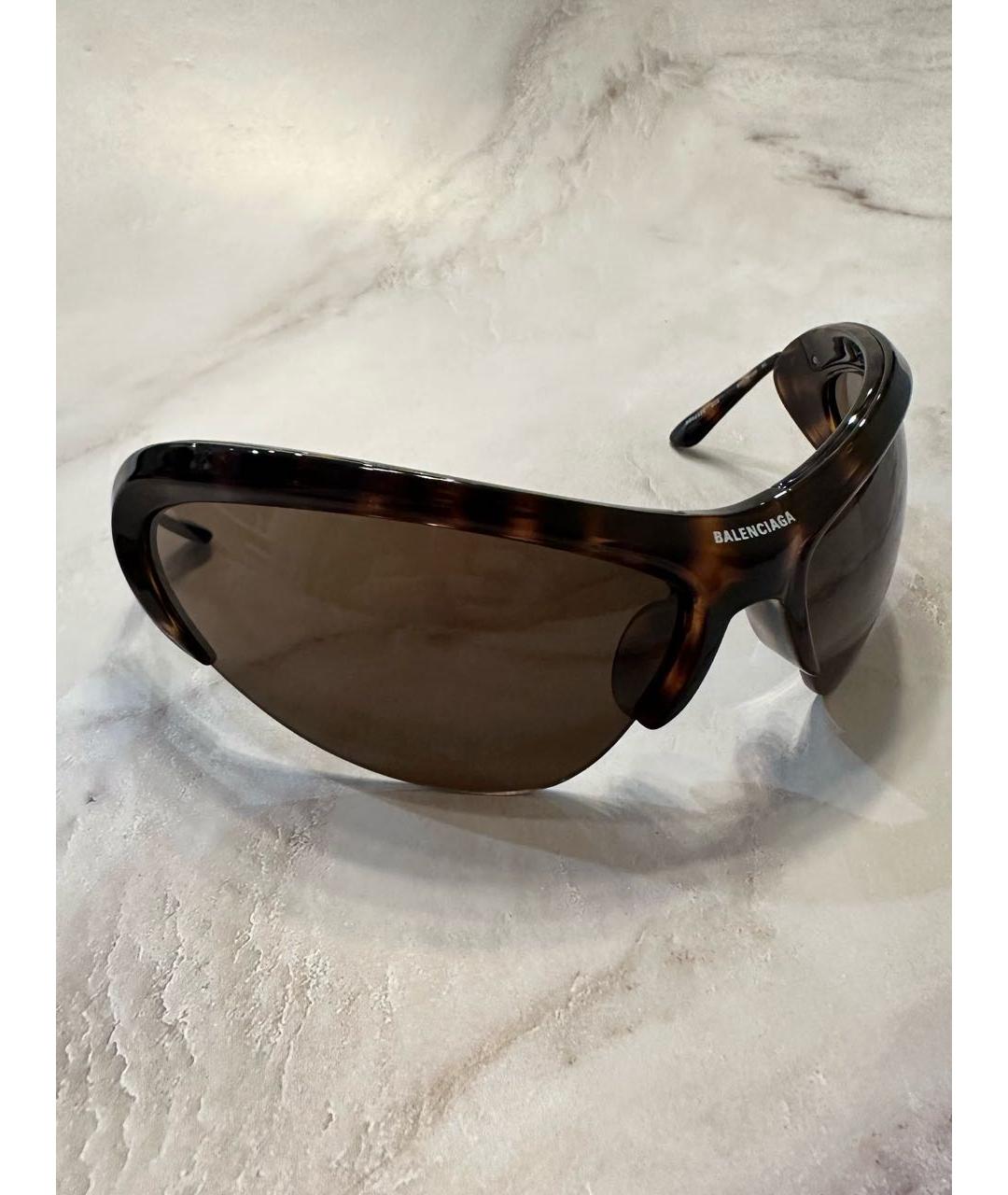 BALENCIAGA Коричневые пластиковые солнцезащитные очки, фото 6