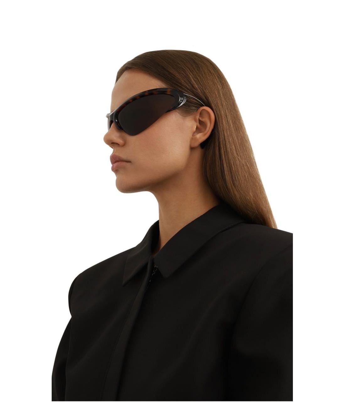 BALENCIAGA Коричневые пластиковые солнцезащитные очки, фото 2