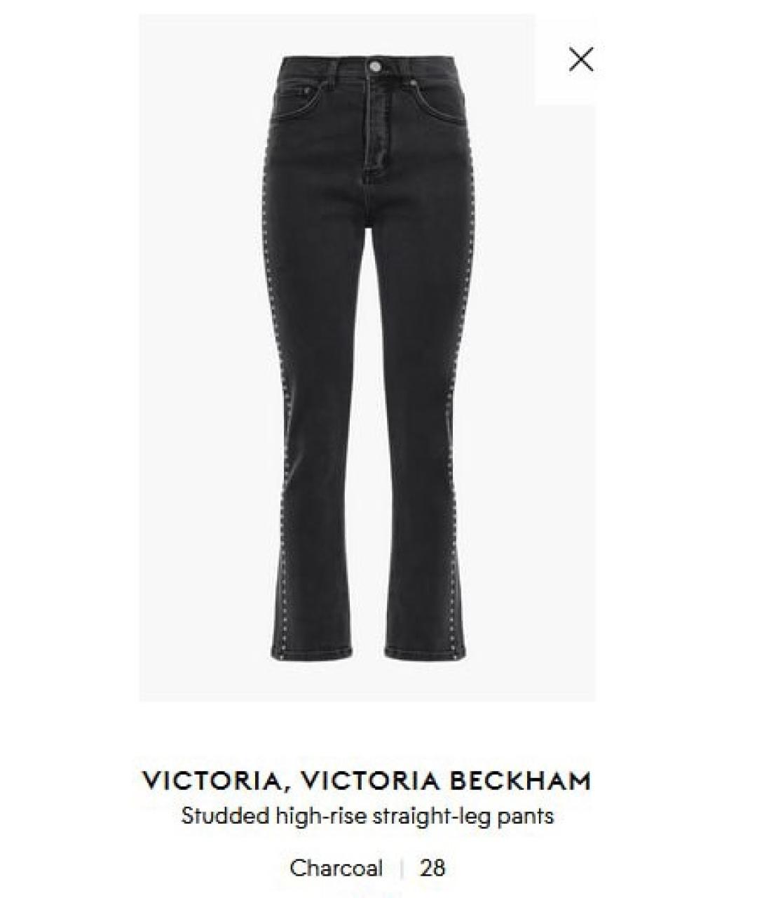 VICTORIA VICTORIA BECKHAM Черные хлопковые прямые джинсы, фото 6