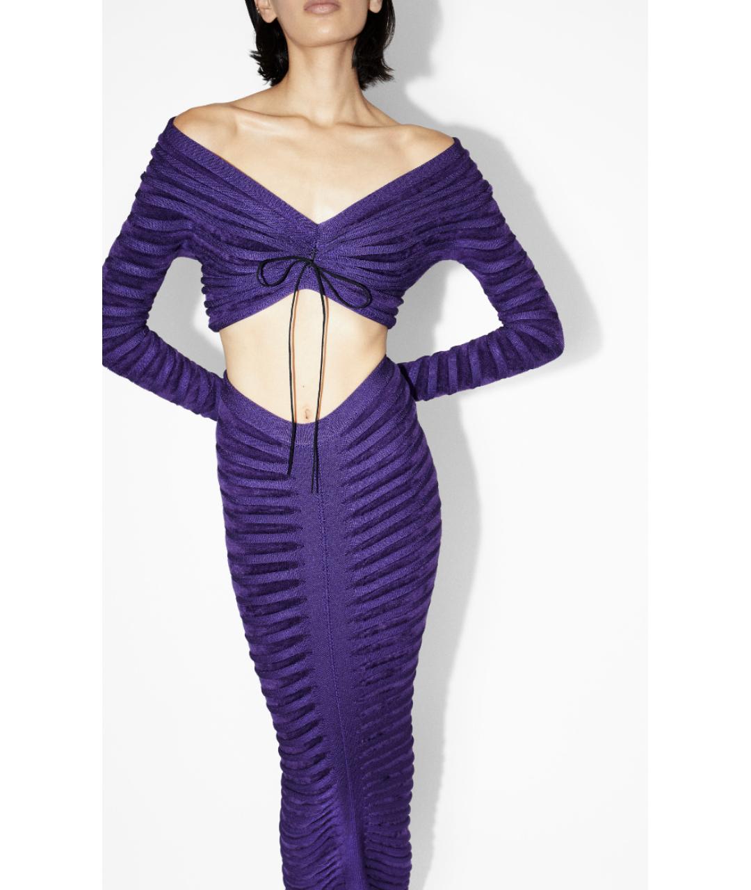 ALAIA Фиолетовая вискозная юбка макси, фото 5