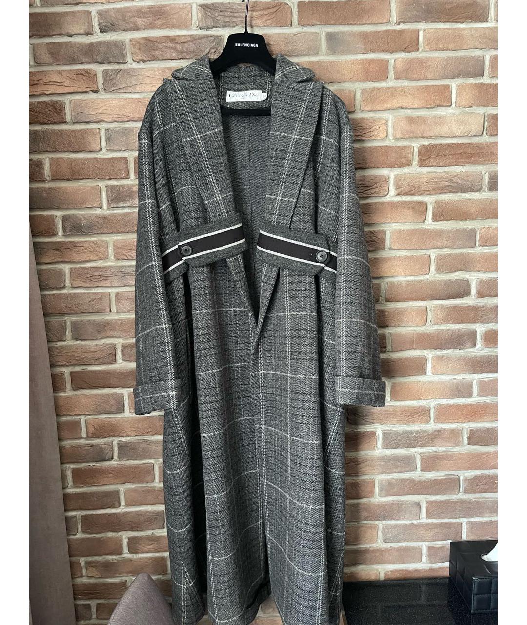 CHRISTIAN DIOR PRE-OWNED Серое шерстяное пальто, фото 8
