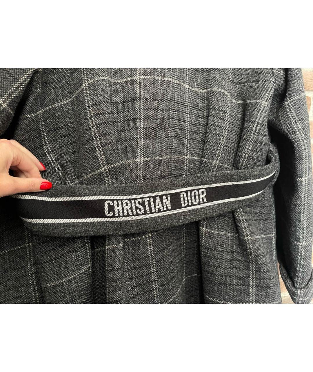 CHRISTIAN DIOR PRE-OWNED Серое шерстяное пальто, фото 2