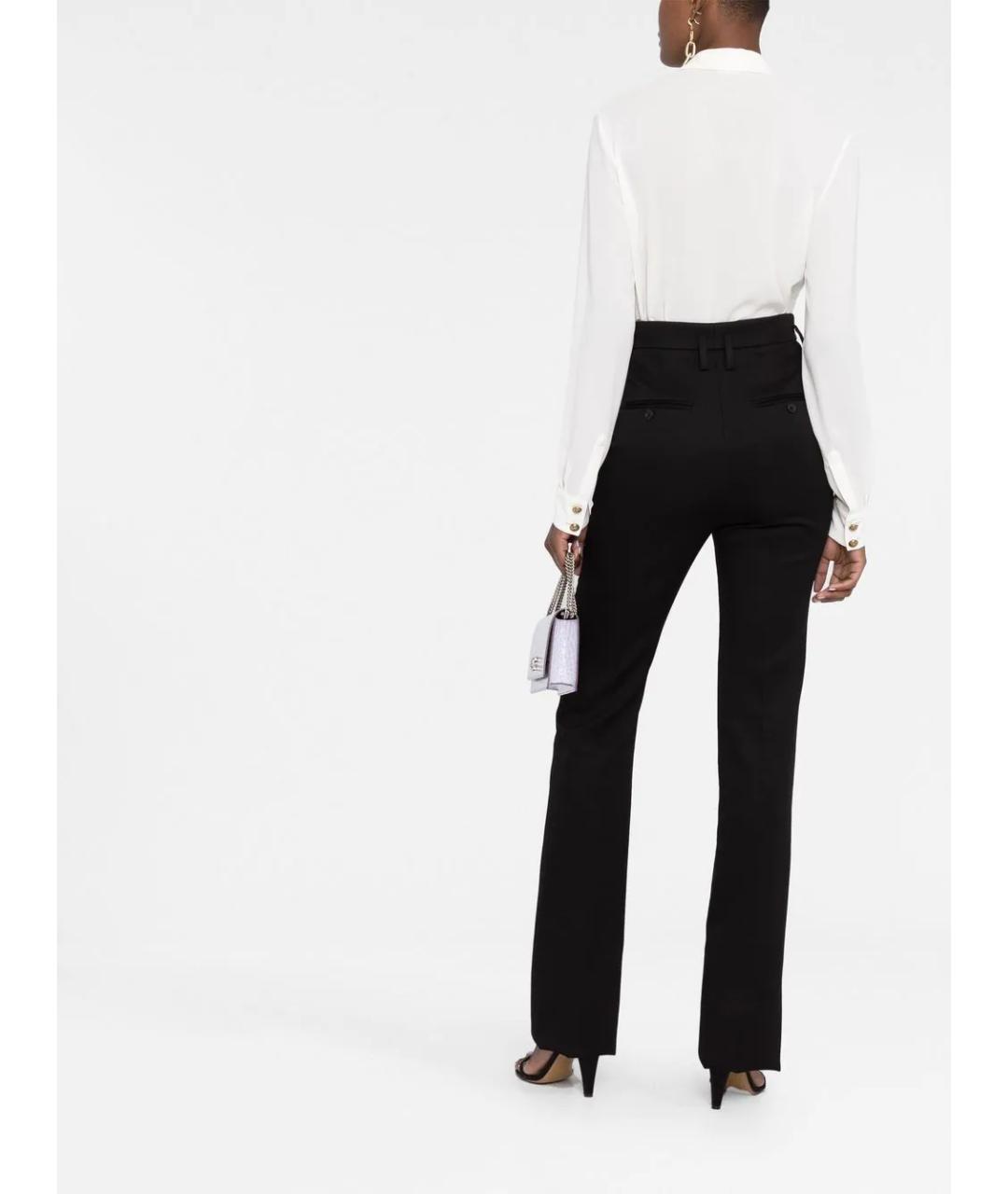 SAINT LAURENT Черные шерстяные прямые брюки, фото 3