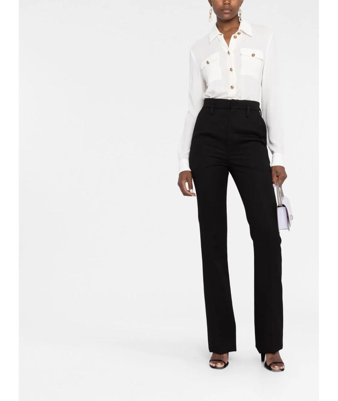 SAINT LAURENT Черные шерстяные прямые брюки, фото 2
