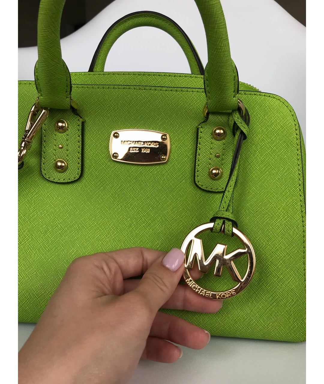 MICHAEL KORS Зеленая кожаная сумка тоут, фото 3