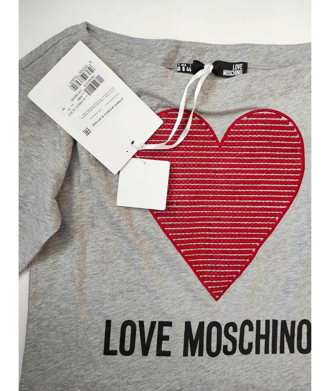 LOVE MOSCHINO Серое хлопковое повседневное платье, фото 8