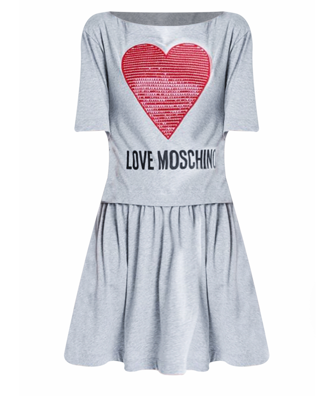 LOVE MOSCHINO Серое хлопковое повседневное платье, фото 1