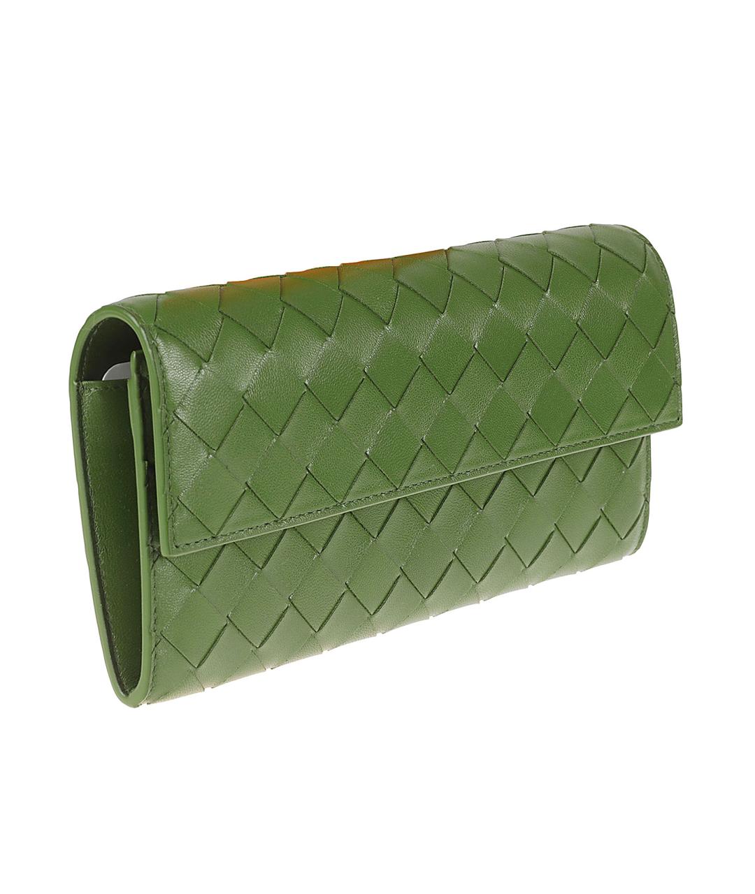 BOTTEGA VENETA Зеленый кожаный кошелек, фото 3