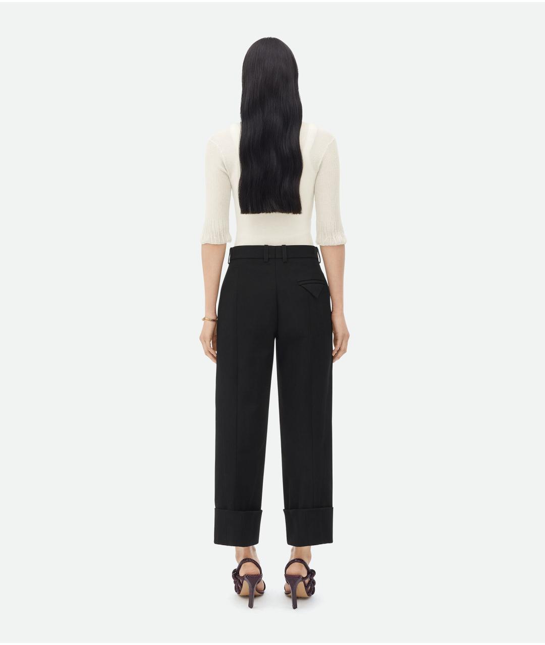 BOTTEGA VENETA Черные хлопковые прямые брюки, фото 3