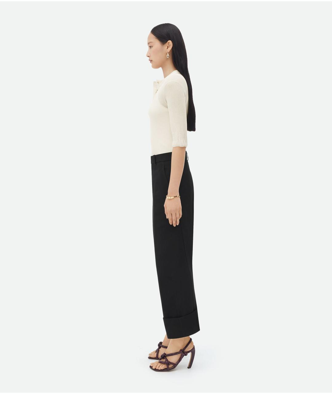 BOTTEGA VENETA Черные хлопковые прямые брюки, фото 4