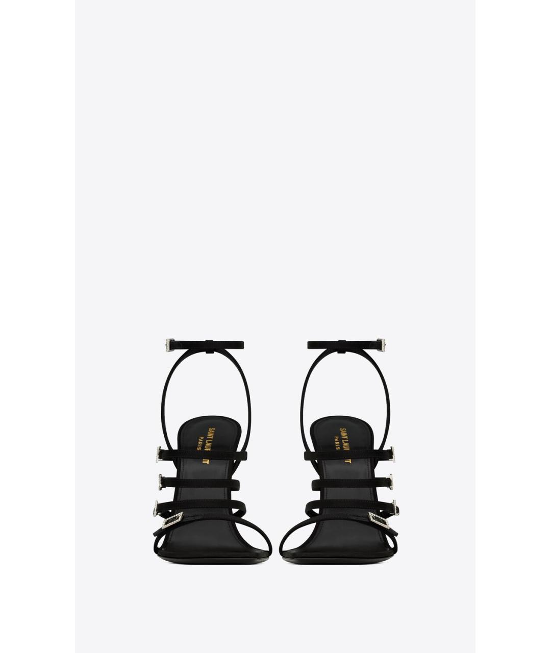 SAINT LAURENT Черные текстильные босоножки, фото 3