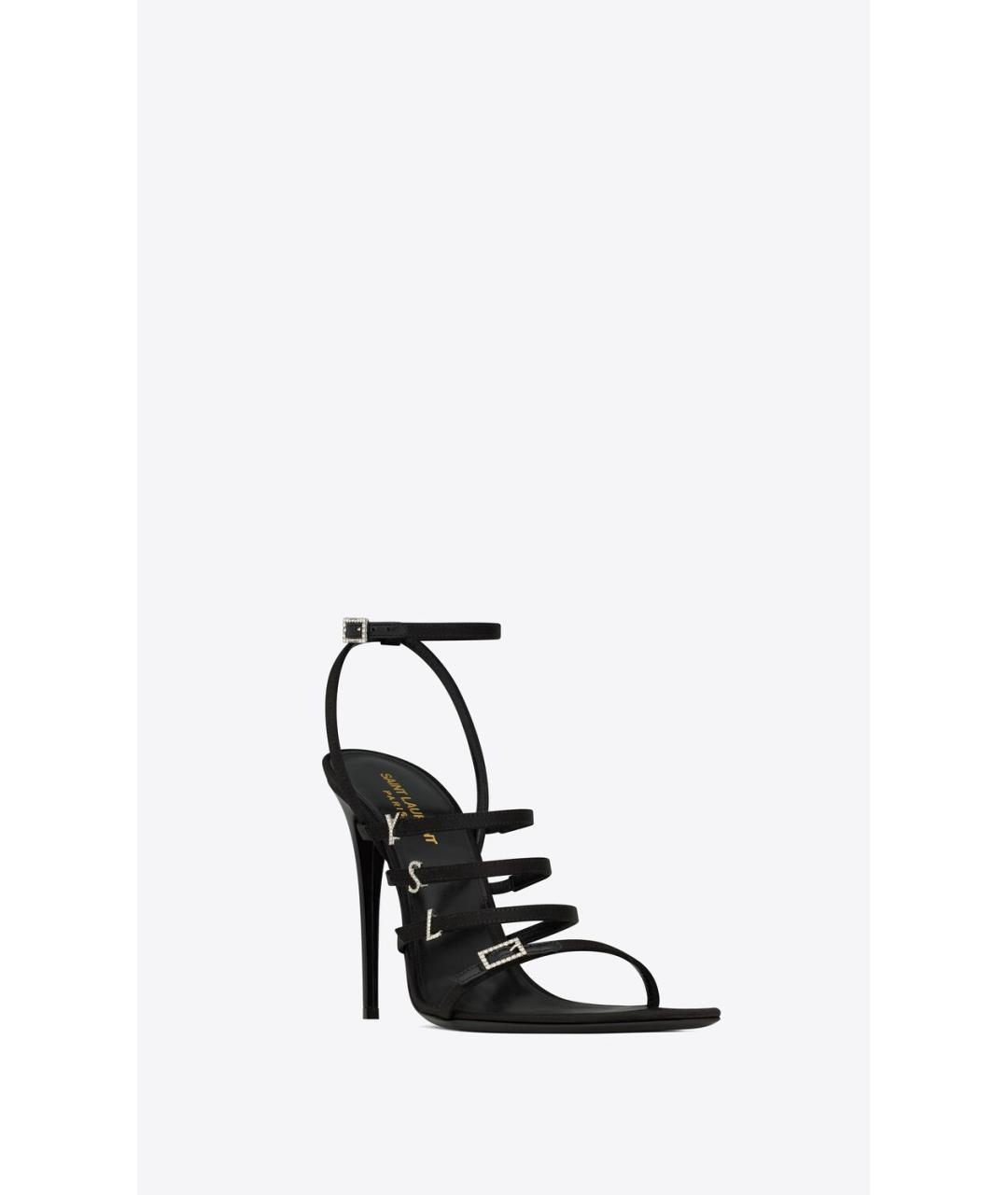 SAINT LAURENT Черные текстильные босоножки, фото 2