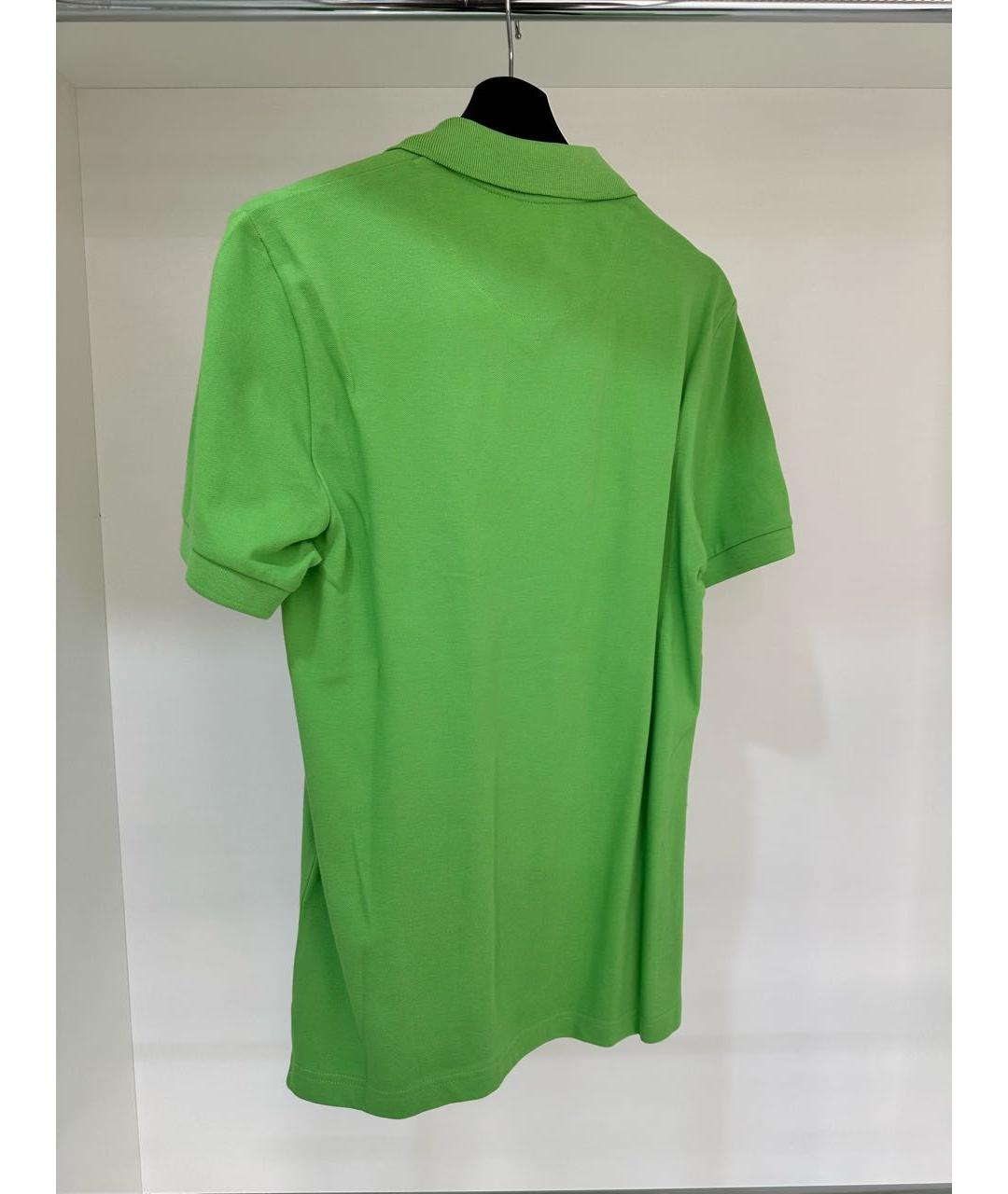 LOVE MOSCHINO Зеленые хлопко-эластановое поло с коротким рукавом, фото 4