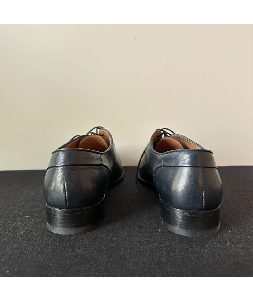 JIL SANDER Антрацитовые кожаные низкие ботинки, фото 4