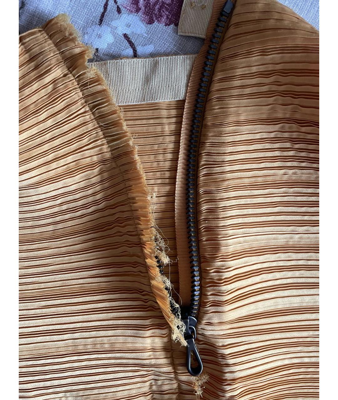 LANVIN Горчичная полиэстеровая юбка мини, фото 6