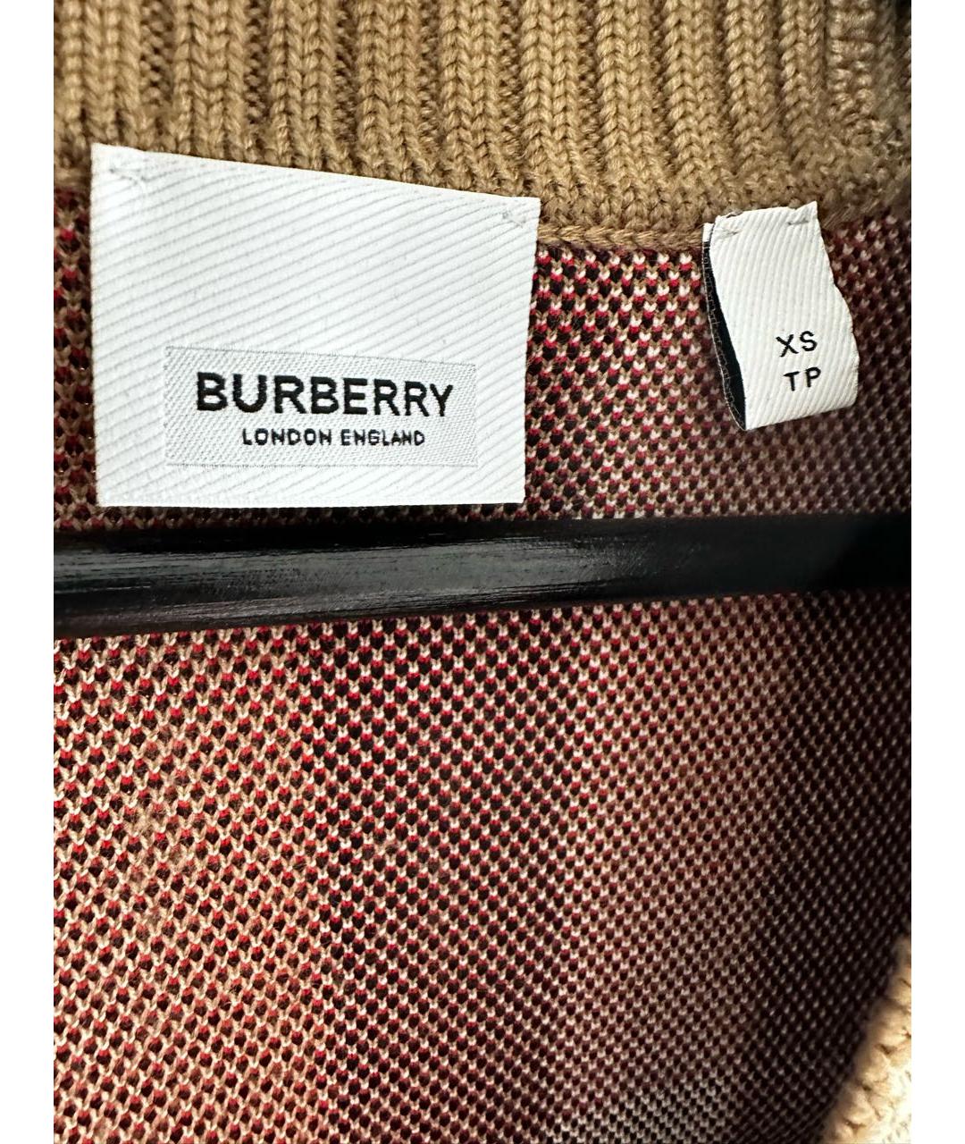 BURBERRY Коричневый шерстяной кардиган, фото 3
