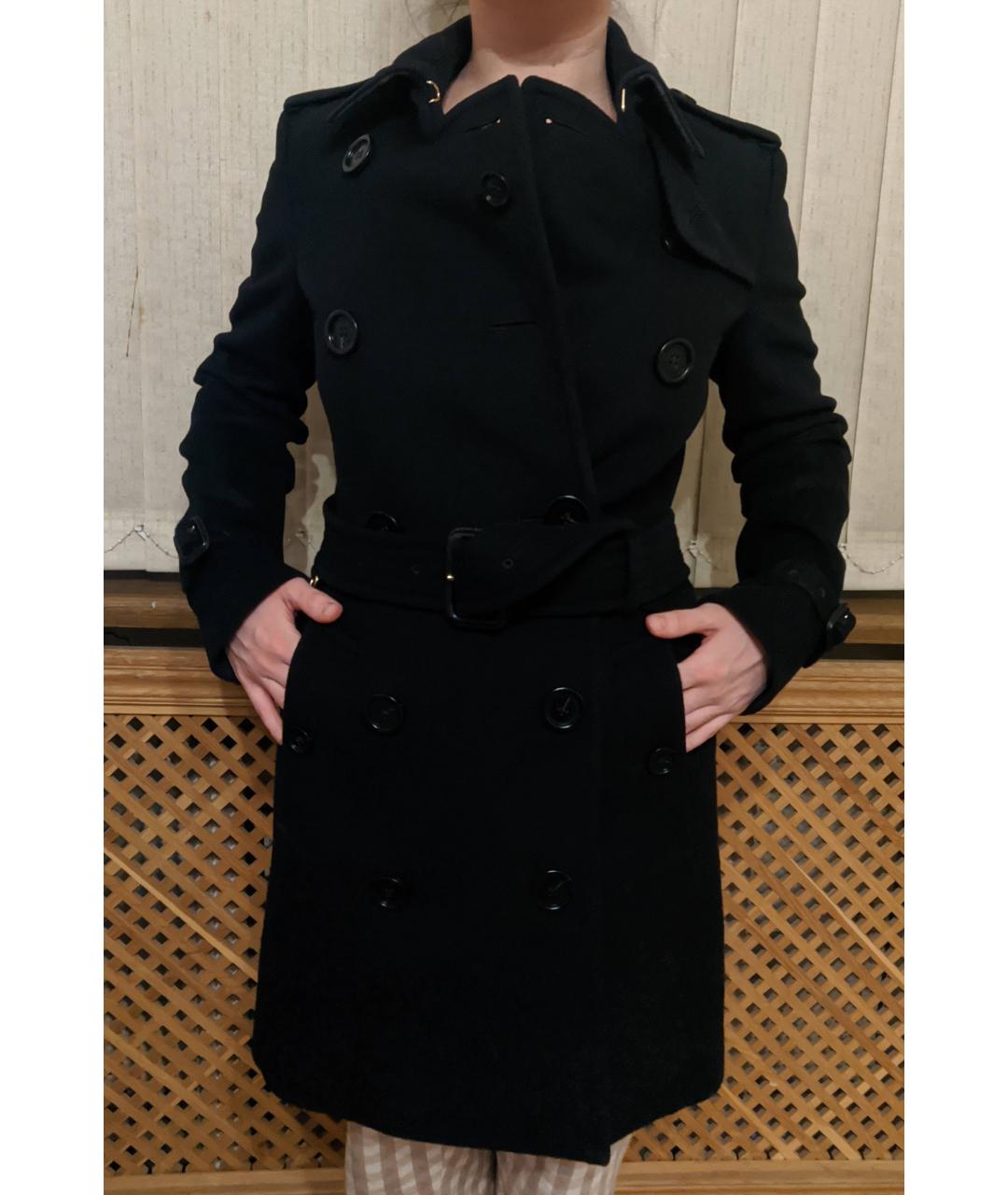 BURBERRY Черное шерстяное пальто, фото 4