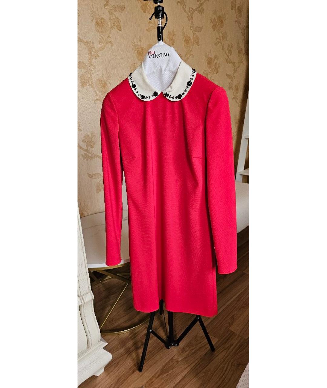 RED VALENTINO Красное полиэстеровое коктейльное платье, фото 8