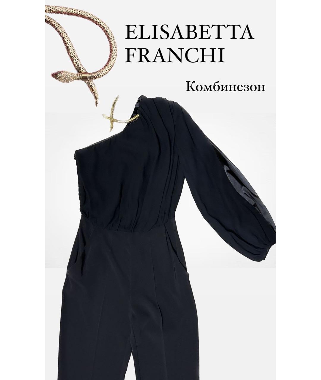 ELISABETTA FRANCHI Черный вискозный комбинезон, фото 4