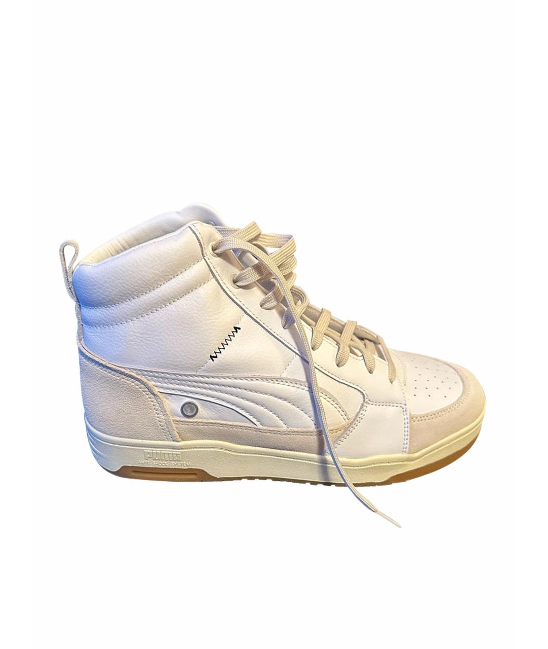 PUMA Белые кожаные высокие кроссовки / кеды, фото 1