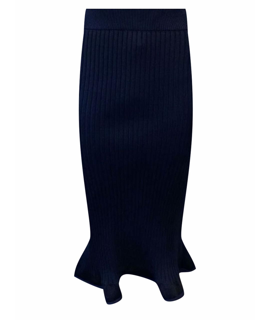 LOUIS VUITTON PRE-OWNED Темно-синяя вискозная юбка миди, фото 1