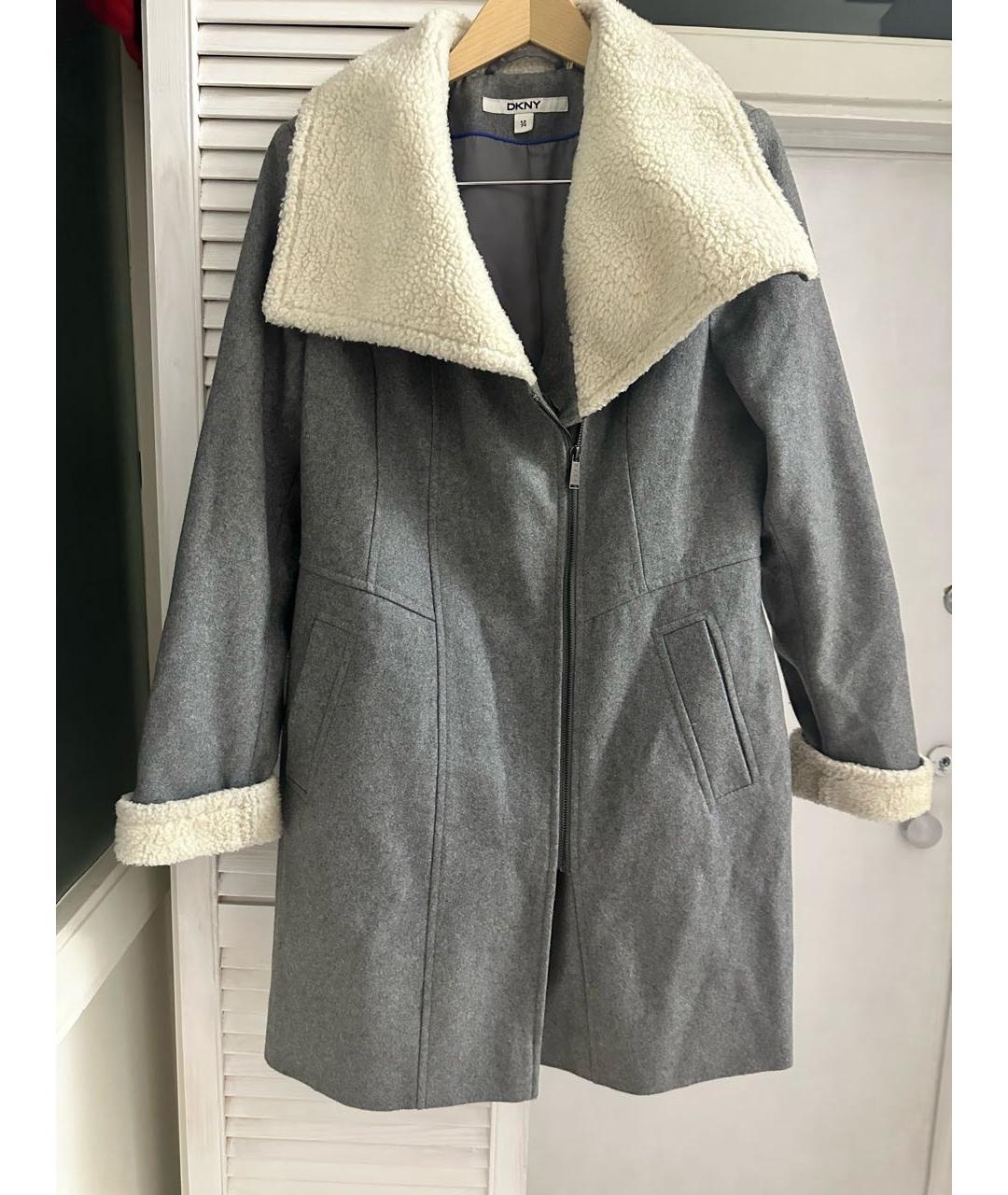 DKNY Серое шерстяное пальто, фото 2
