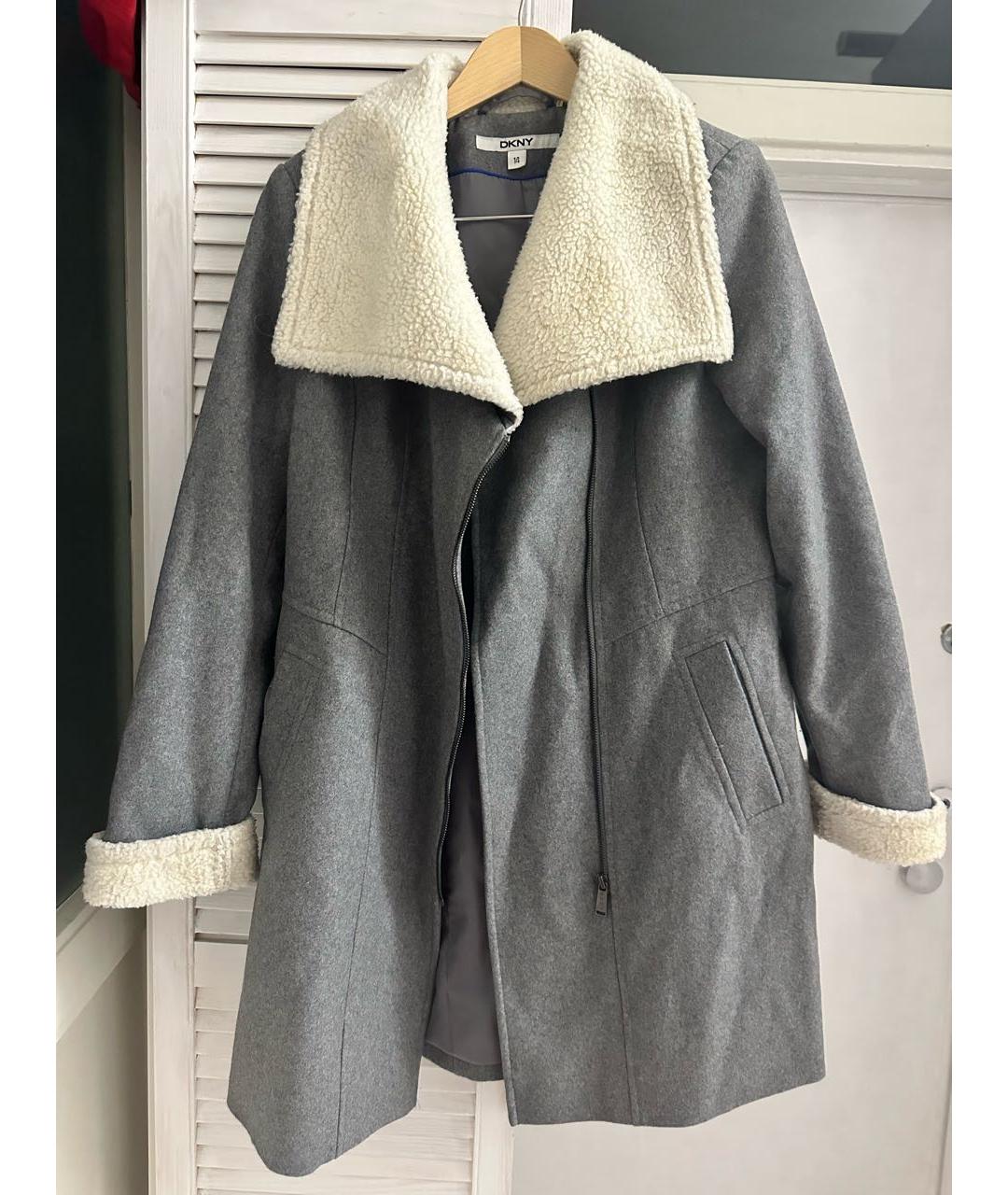 DKNY Серое шерстяное пальто, фото 6