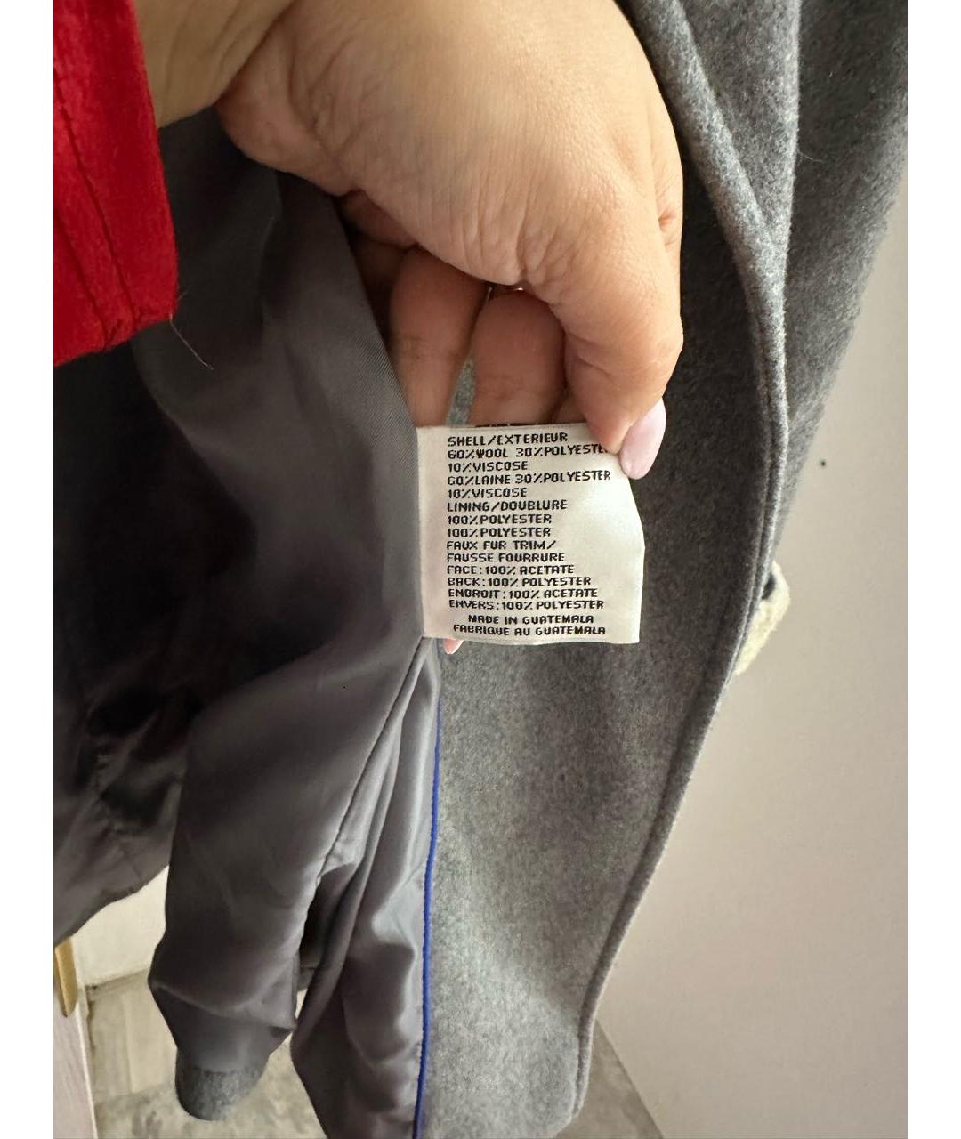 DKNY Серое шерстяное пальто, фото 5