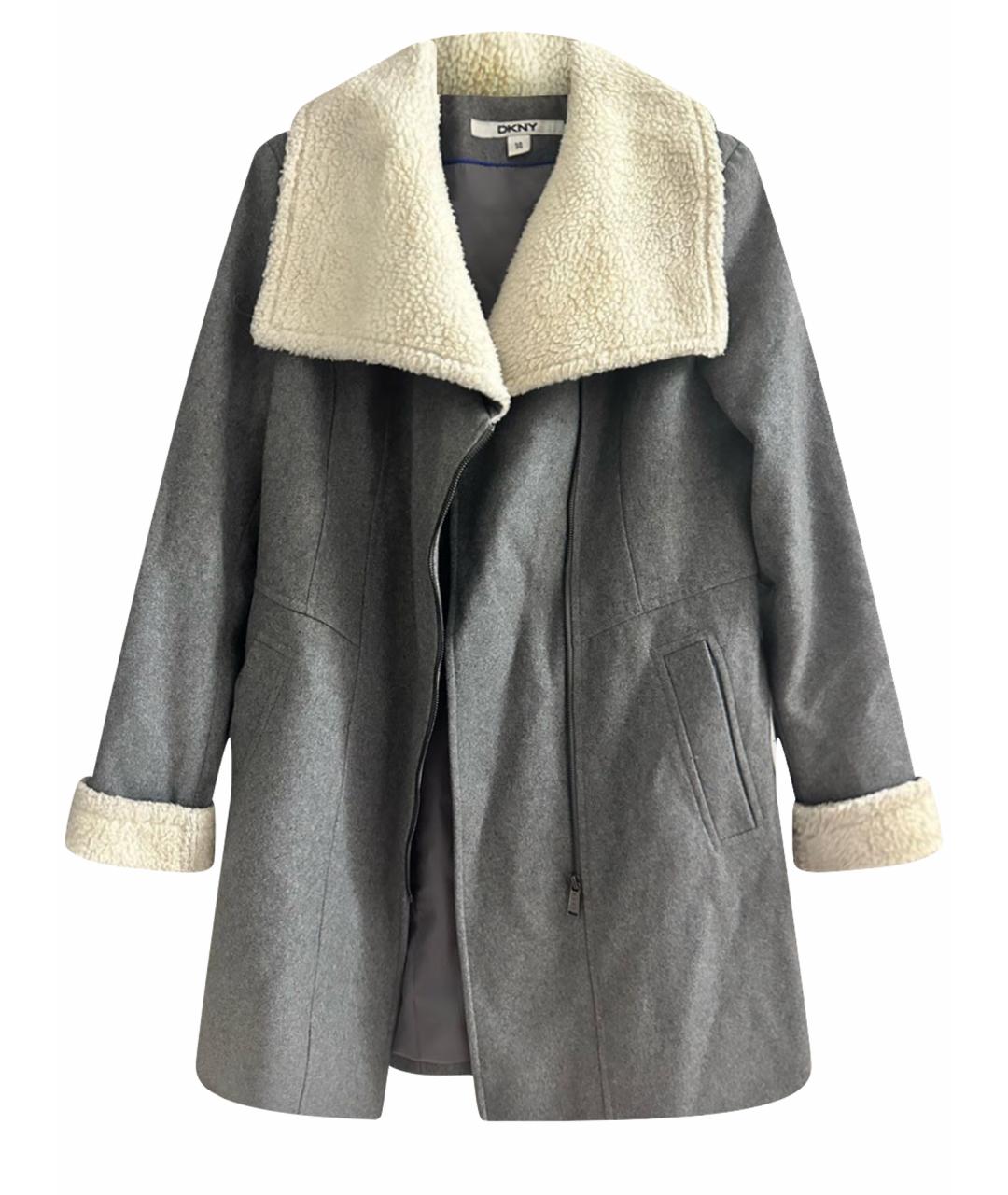 DKNY Серое шерстяное пальто, фото 1
