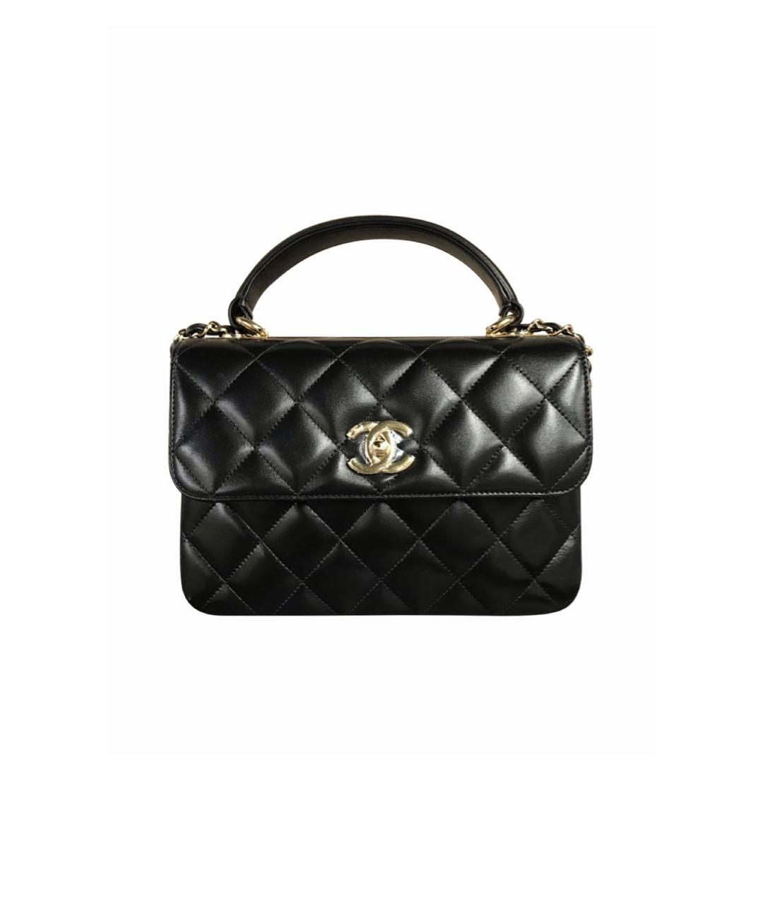 CHANEL Черная кожаная сумка с короткими ручками, фото 8