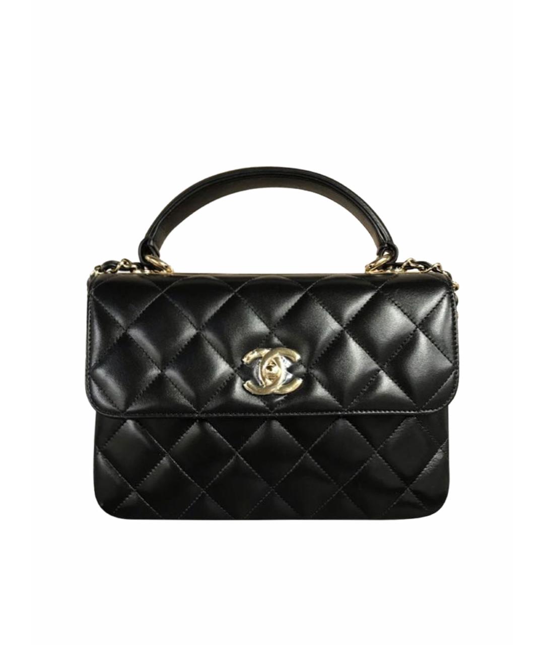 CHANEL Черная кожаная сумка с короткими ручками, фото 1