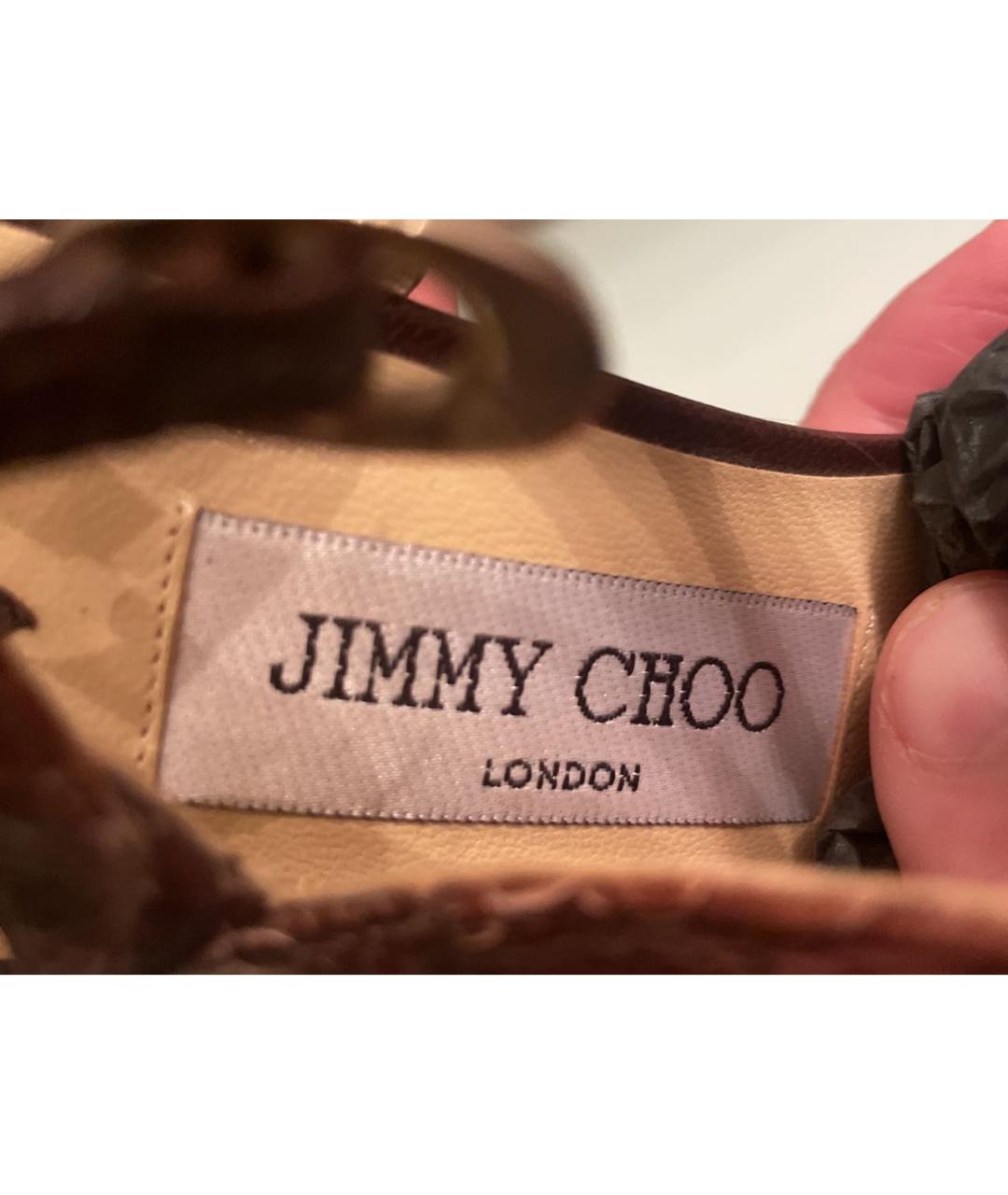 JIMMY CHOO Коричневые босоножки из искусственной кожи, фото 7