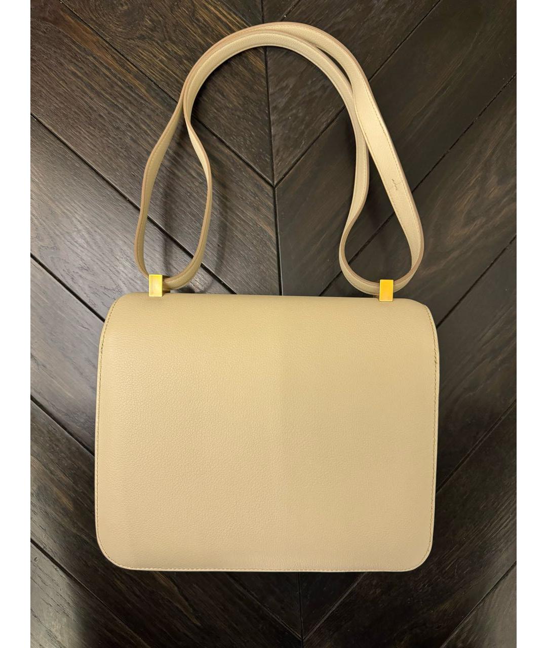 HERMES Бежевая кожаная сумка через плечо, фото 2