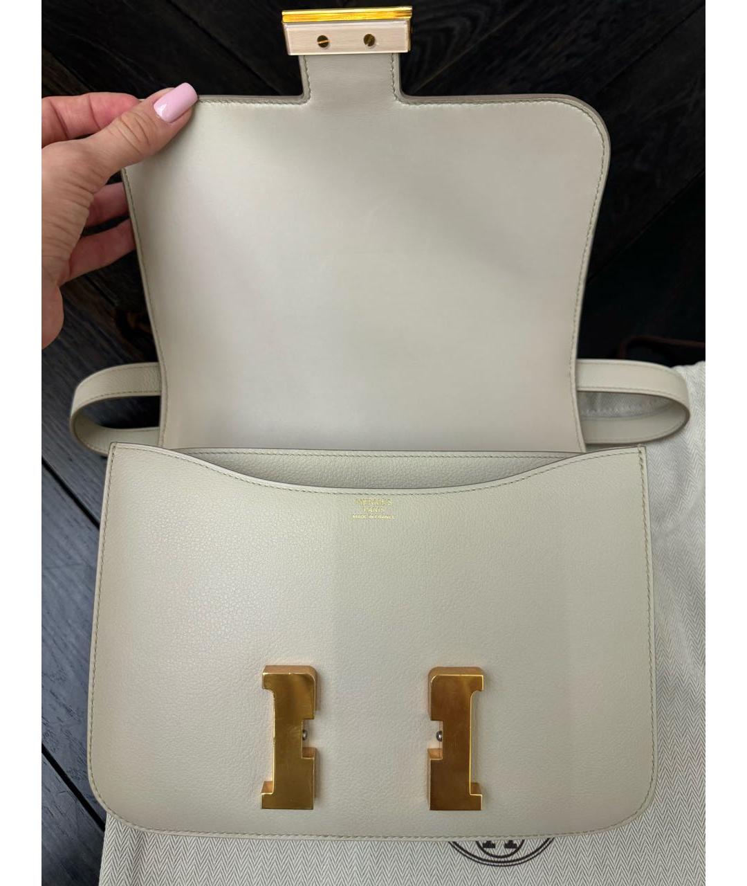 HERMES Бежевая кожаная сумка через плечо, фото 7
