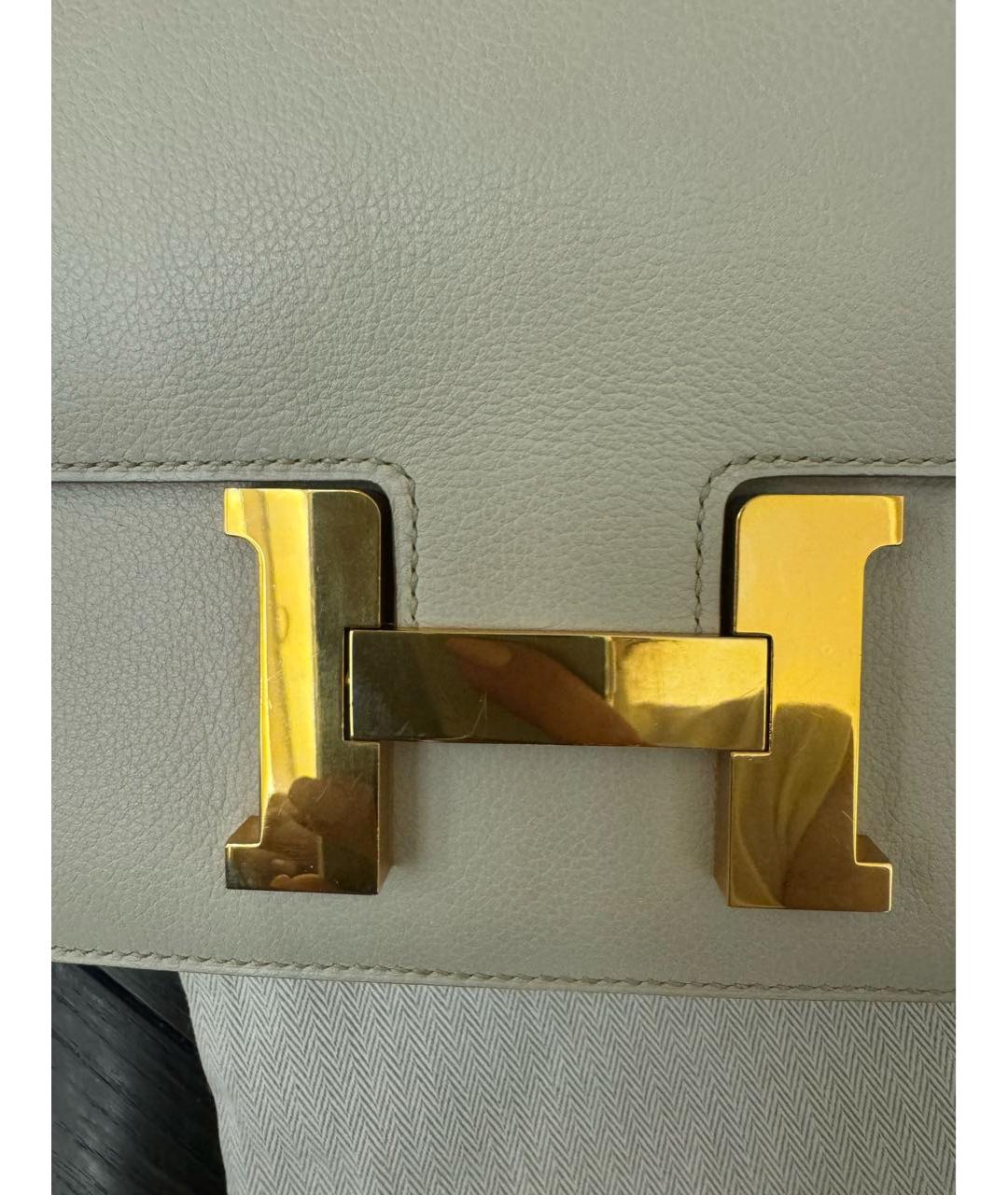 HERMES Бежевая кожаная сумка через плечо, фото 5