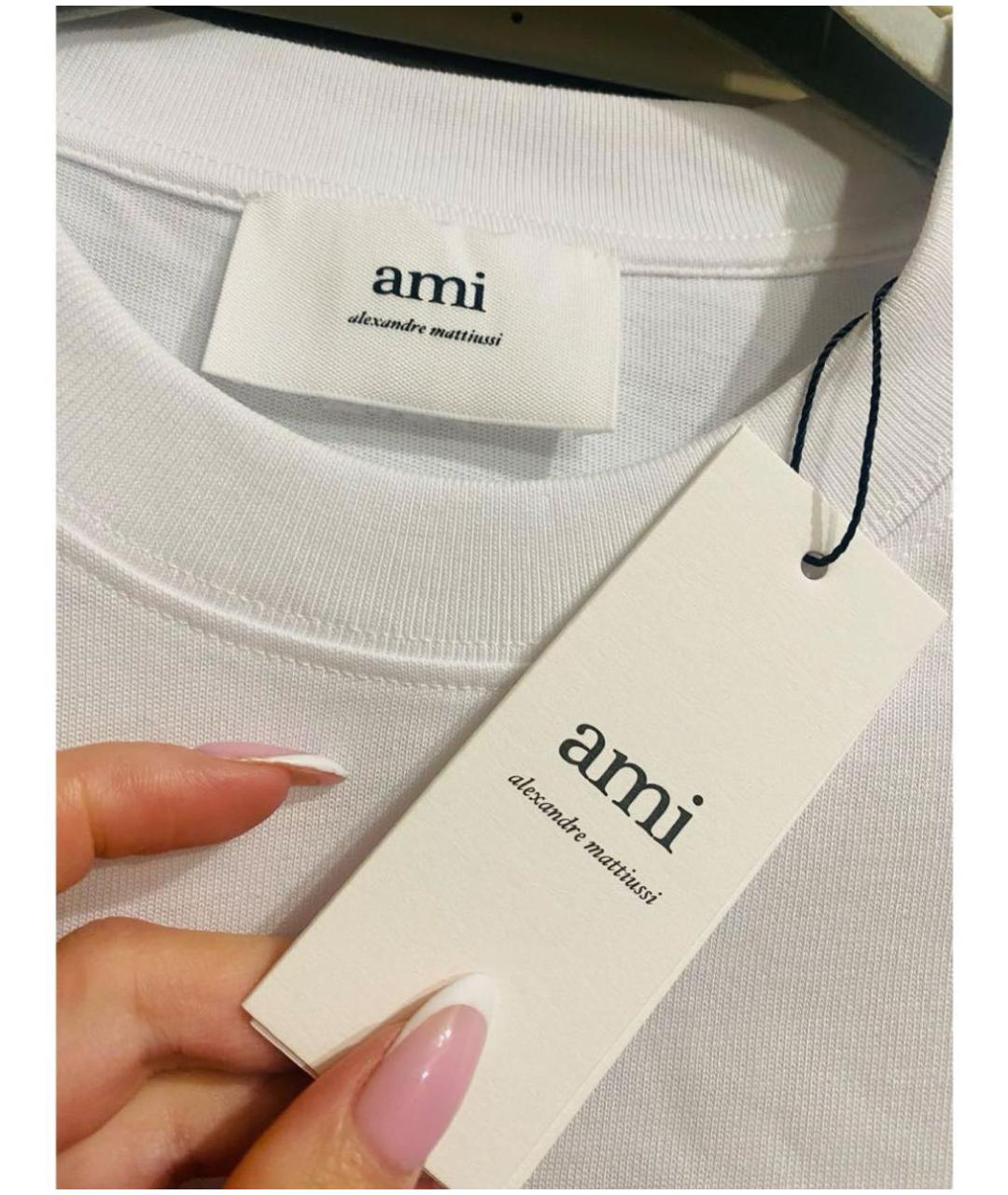 AMI Белая хлопковая футболка, фото 3