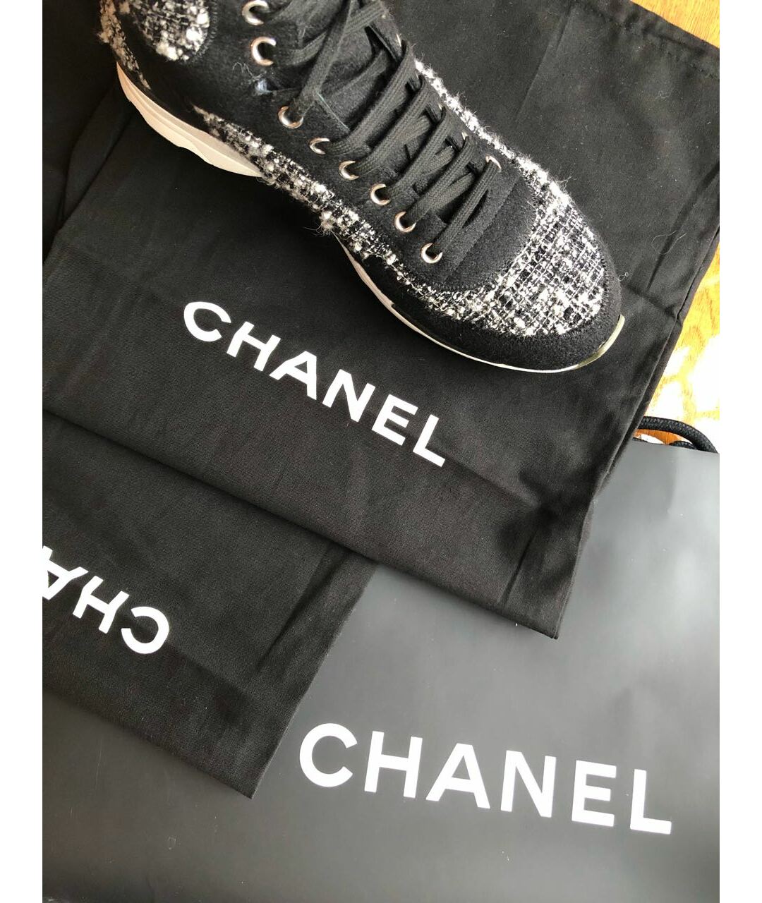 CHANEL PRE-OWNED Черные текстильные кроссовки, фото 8