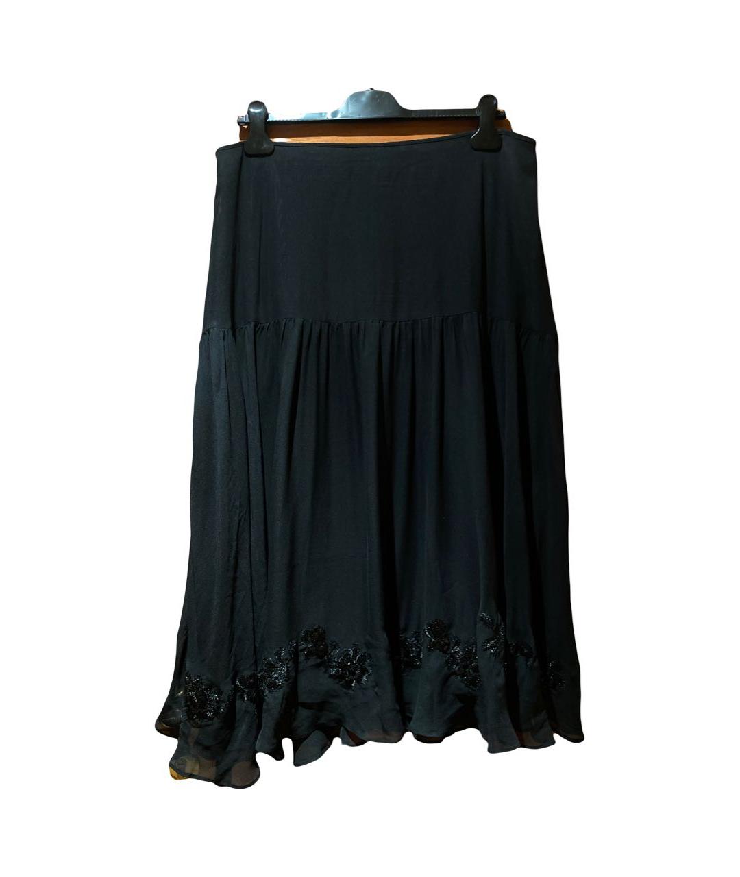 MARINA RINALDI Черная шелковая юбка миди, фото 5