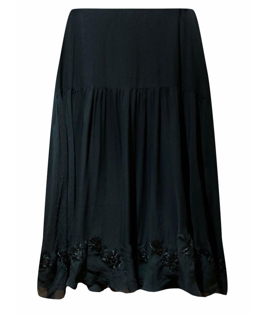 MARINA RINALDI Черная шелковая юбка миди, фото 1
