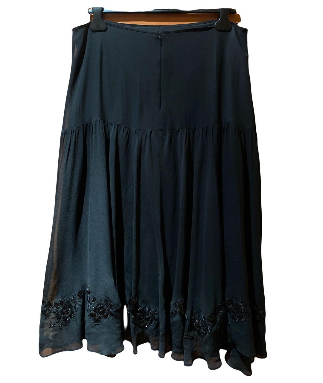 MARINA RINALDI Черная шелковая юбка миди, фото 2